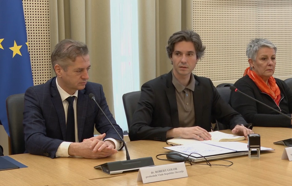 Robert Golob in Luka Mesec na današnjih pogovorih