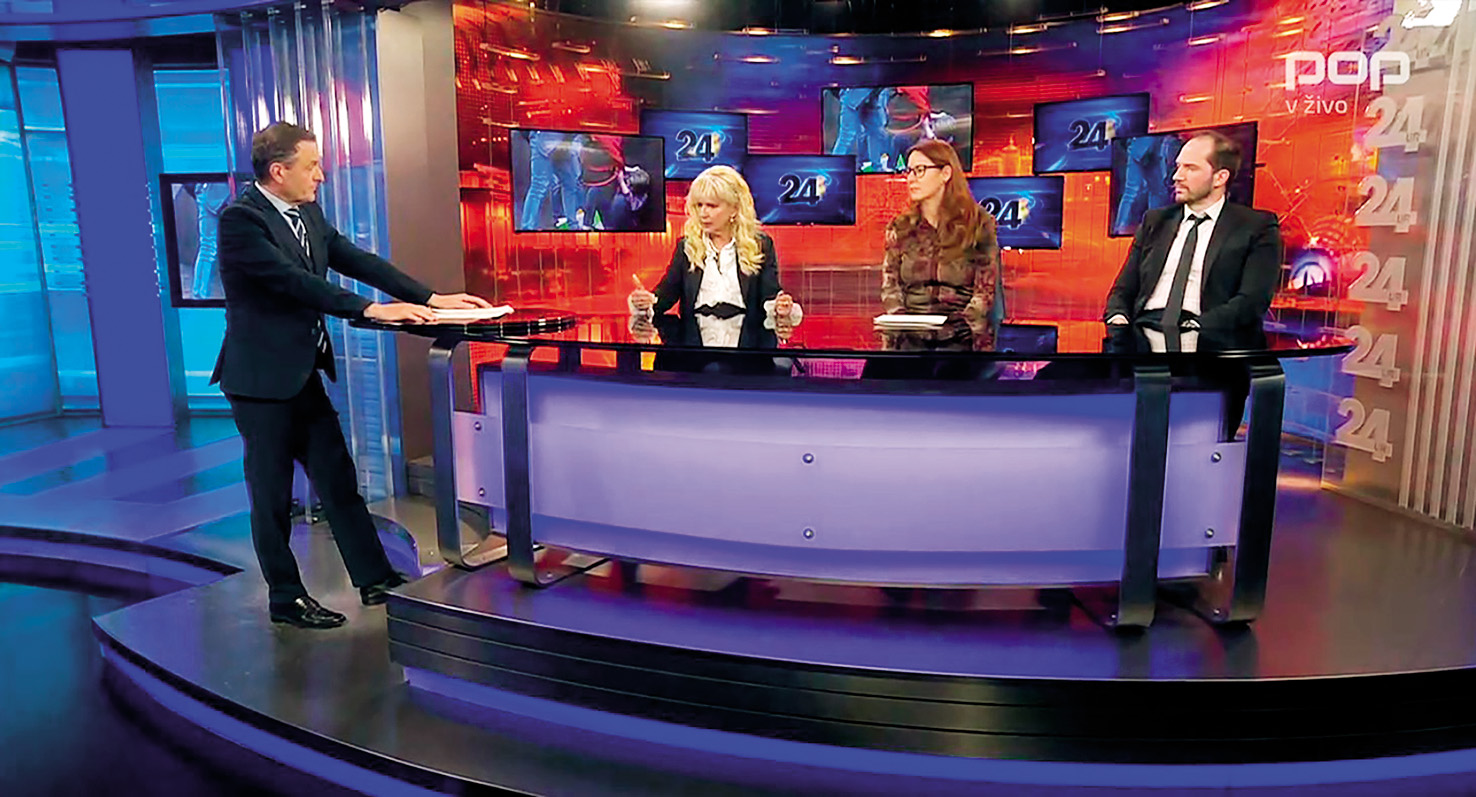 Uroš Slak, Leonida Zalokar, ministrica Andreja Katič in Miha Šepec v 24ur zvečer 