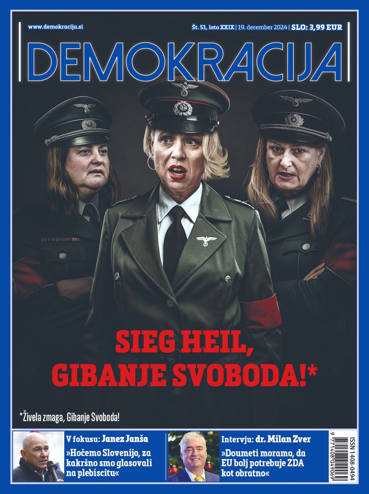Decembrska naslovnica tednika Demokracija