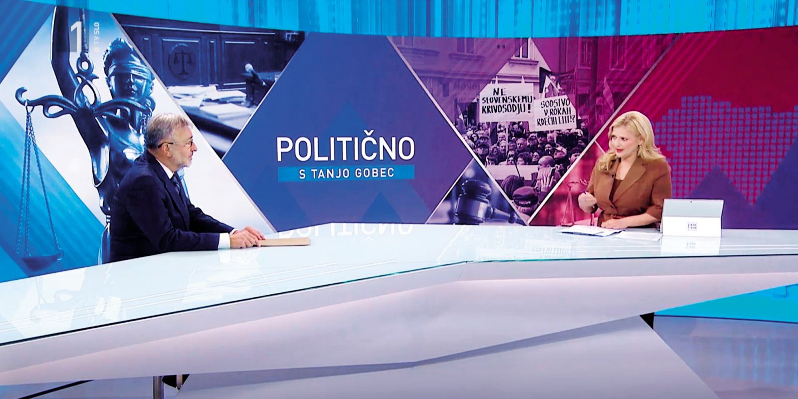 Miodrag Đorđević in Tanja Gobec v oddaji Politično 