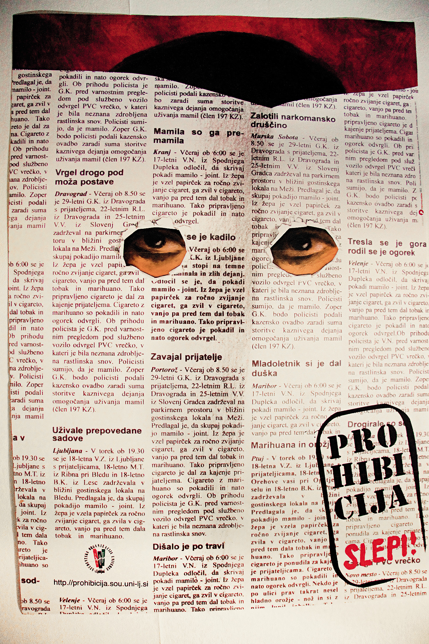 Plakat študentov oblikovanja na ALUO iz leta 2001