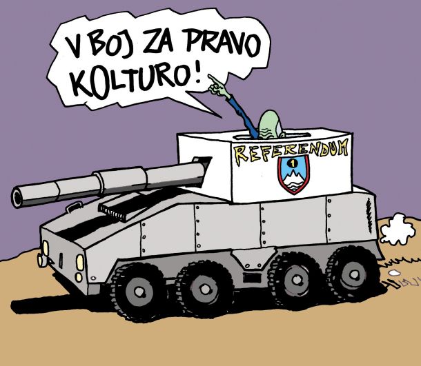 Karikatura Franca Jurija na temo nedeljskega referenduma