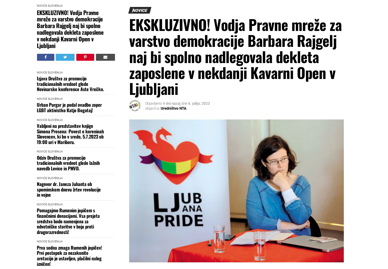 Že ugasnjena »Nacionalna agencija« z dotičnim žaljivim člankom.