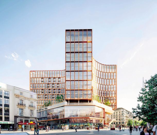 Model prikazuje, kako bo po obnovi izgledal bruseljski Centre Monnaie, kjer bodo po novem stanovanja. Investitor mu je nadel novo ime: Oxy.