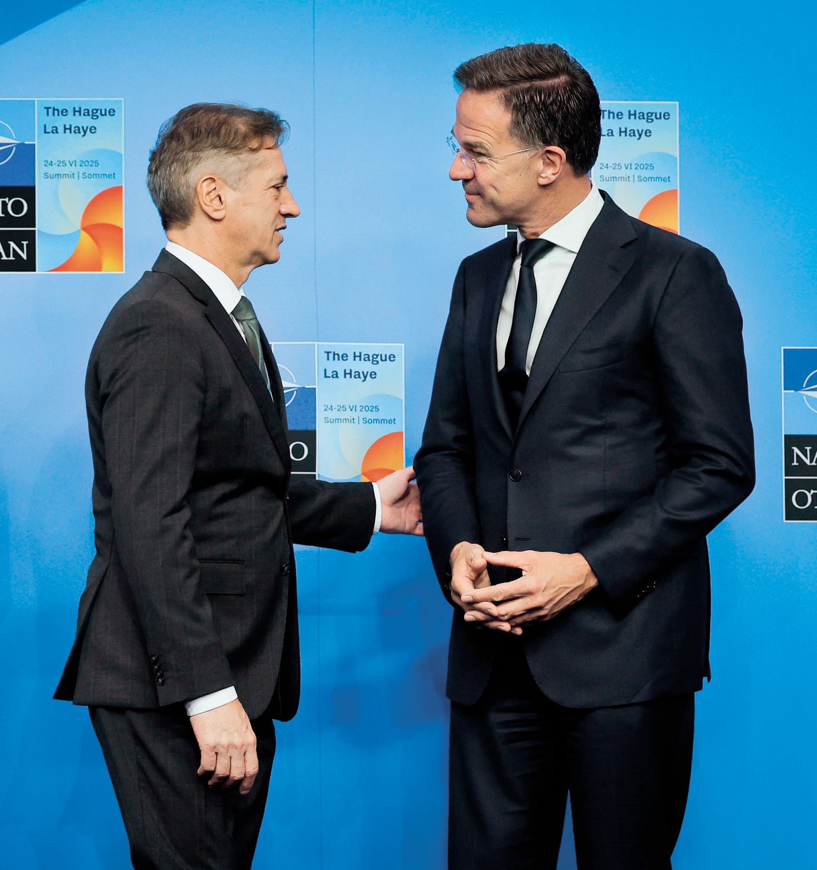 Predsednik slovenske vlade Robert Golob in zadovoljni generalni sekretar Nata Mark Rutte