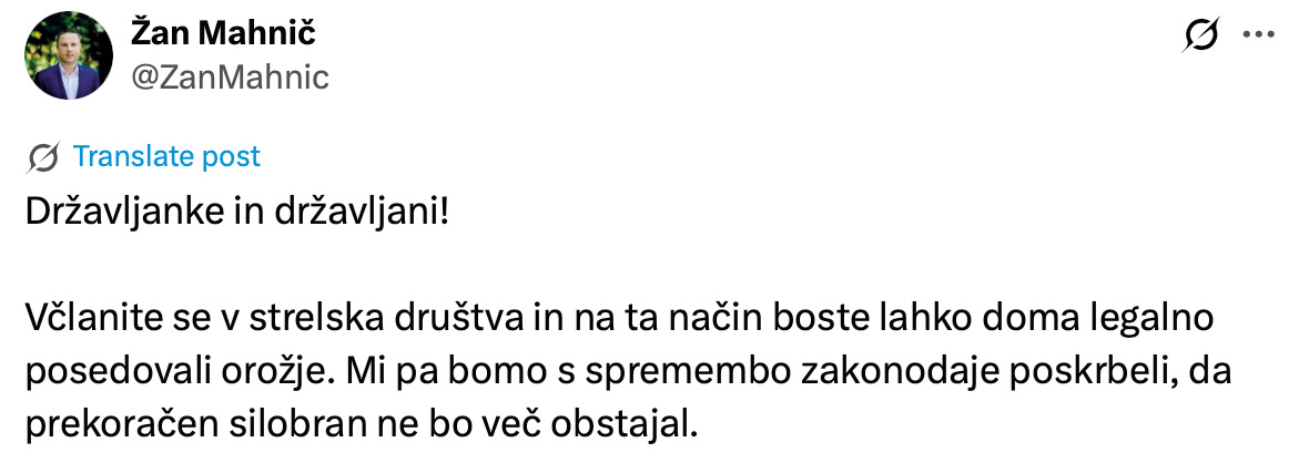 Poziv poslanca k oboroževanju