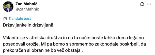 Poziv poslanca k oboroževanju