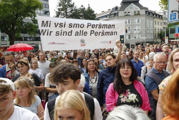 Nedavni protest v Celovcu v podporo antifašizmu