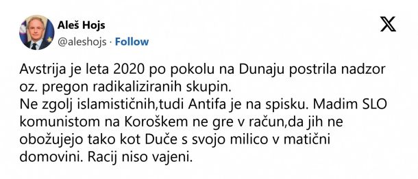 Aleš Hojs očitno obžaluje, da policisti pri Peršmanu niso bili še bolj grobi.