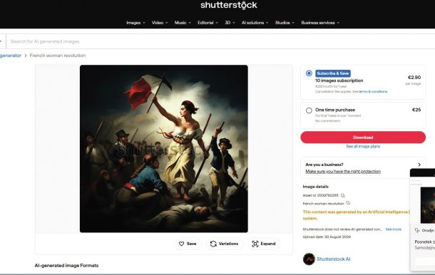 Umetno generirana podoba, ki so jo uporabili, je dosegljiva na internetni bazi Shutterstock. Pod sliko piše, da jo je »ustvarila umetna inteligenca.«
