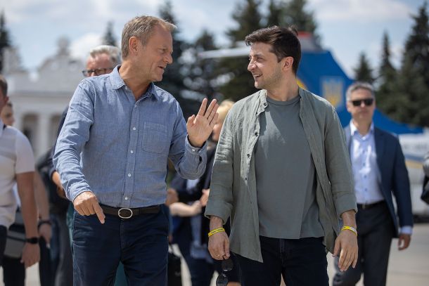 Poljski premier Tusk in ukrajinski predsednik Zelenski