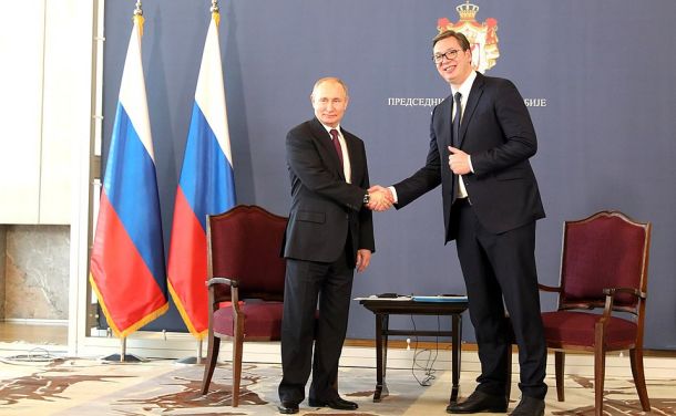 Ruski predsednik Vladimir Putin in srbski predsednik Aleksandar Vučić
