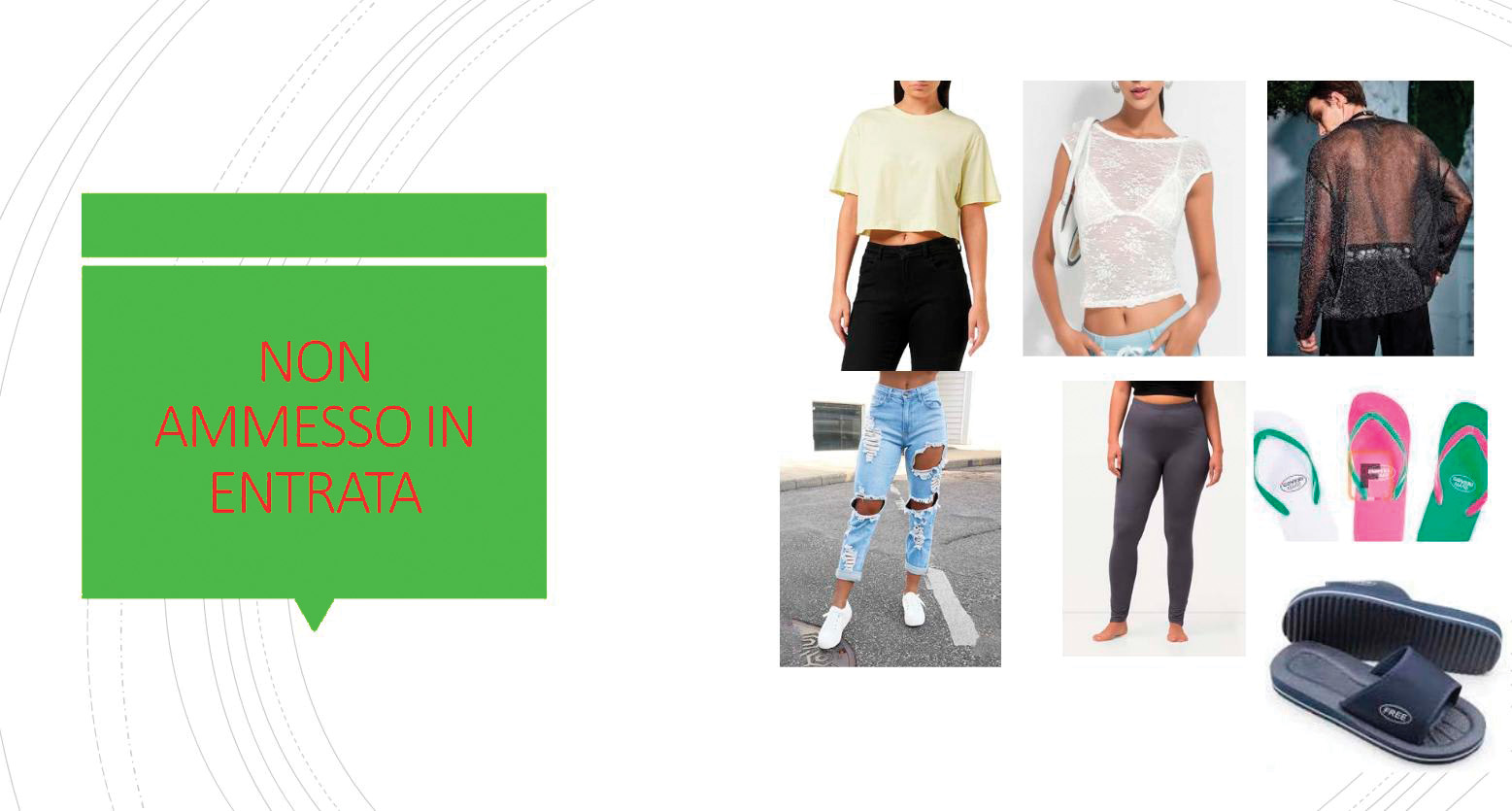 Vstop prepovedan. Navodila o (ne)primernem oblačenju, ki so jih delili na eni od italijanskih šol.