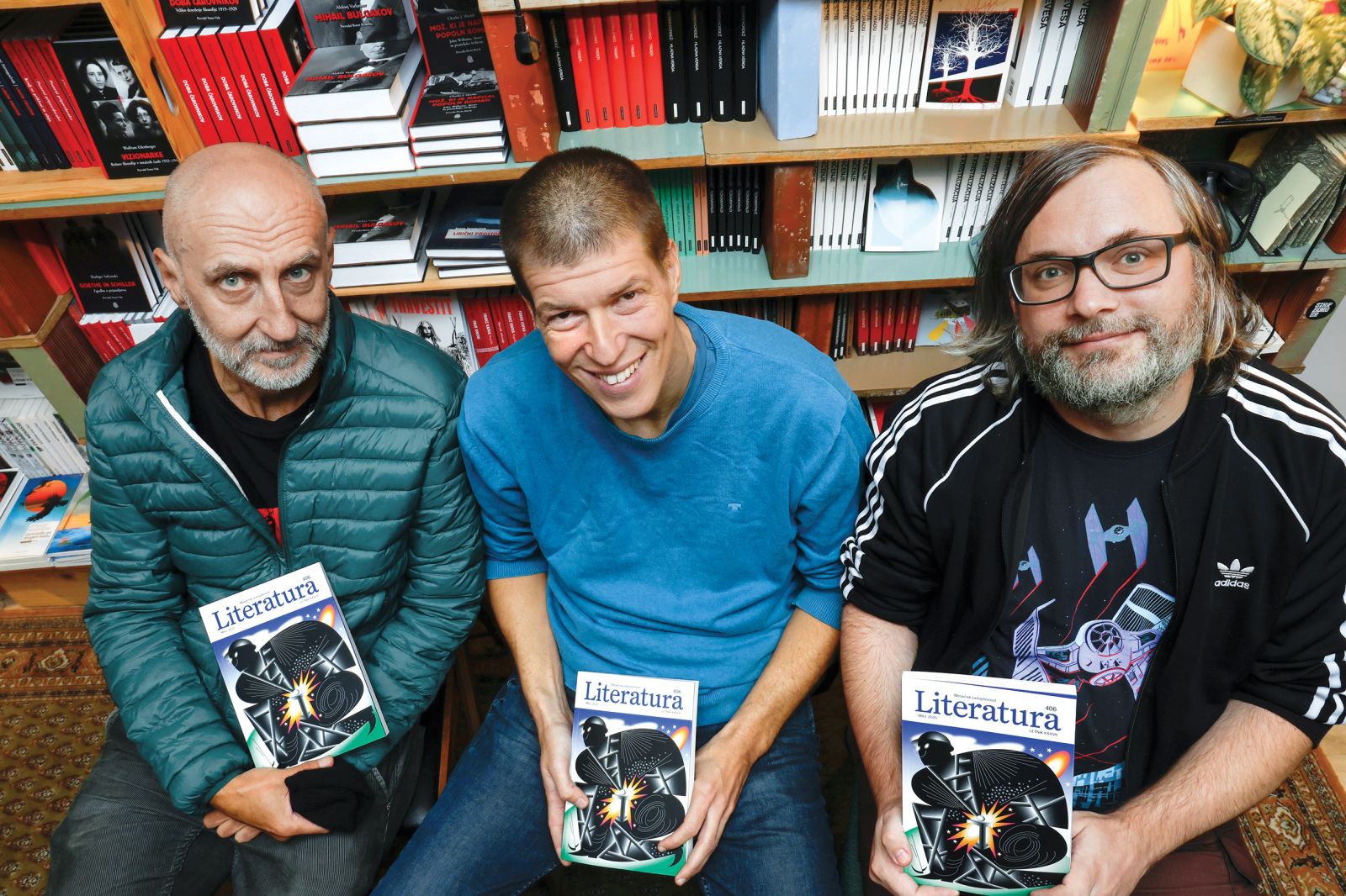 O nostalgiji debatirajo Esad Babačić, Goran Vojnović in Aljoša Harlamov, LUD Literatura, LJ | Borut Krajnc