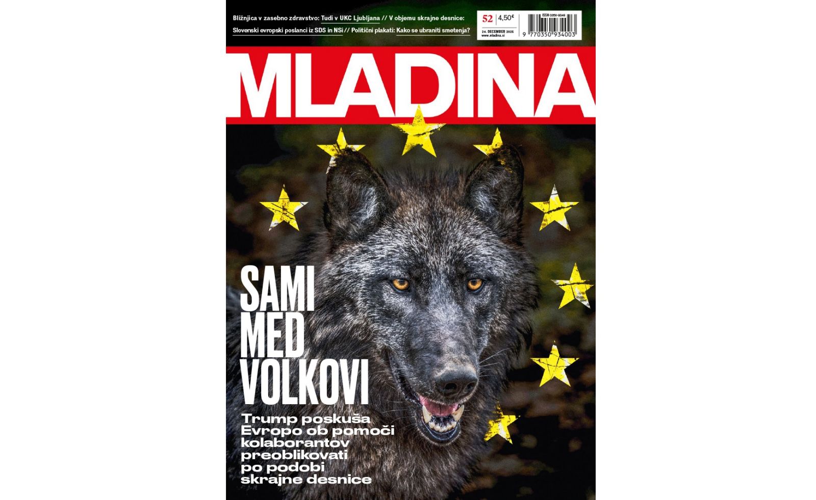 Naslovnica nove Mladine / Sami med volkovi