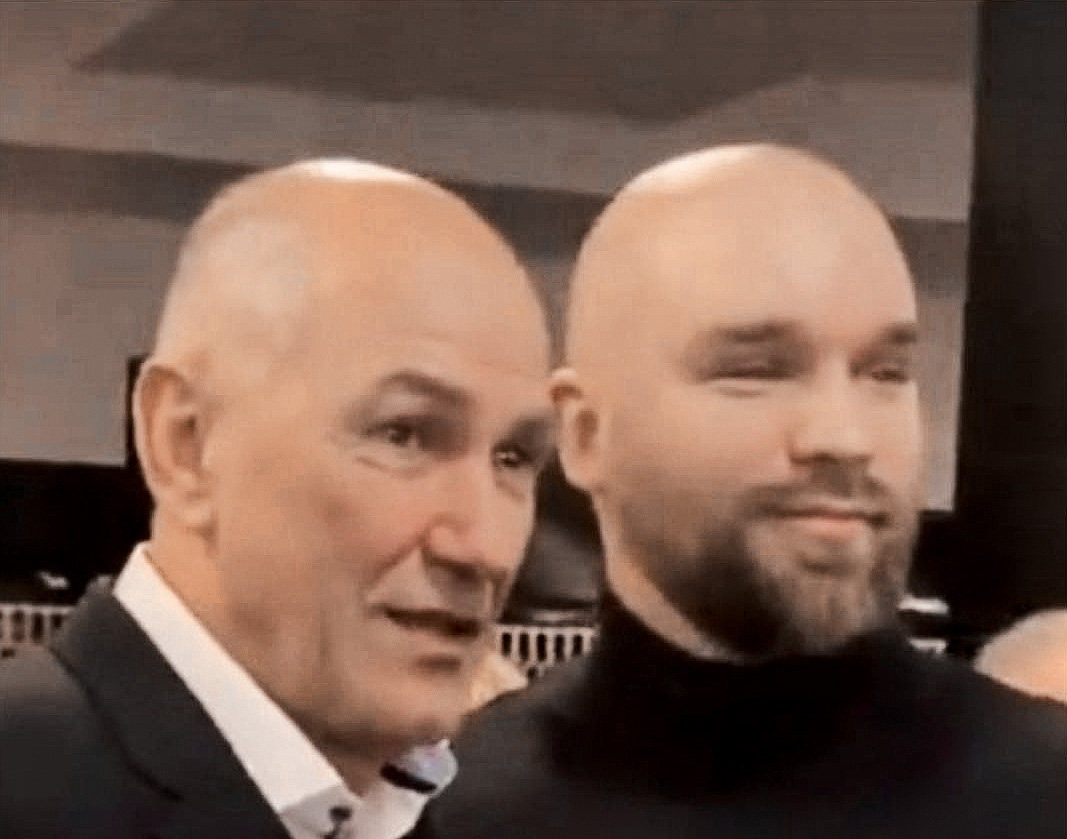Nikola Popović in Janez Janša na shodu stranke SDS v Kopru leta 2024