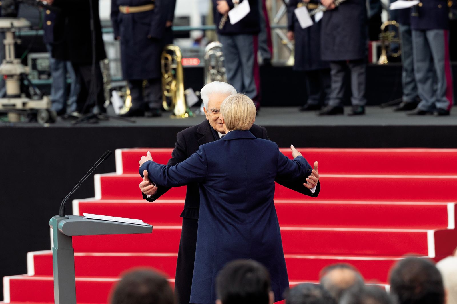 Sergio Mattarella, italijanski predsednik, in Nataša Pirc Musar, slovenska predsednica, ob odprtju Evropske prestolnice kulture na Trgu Evrope med obema Goricama | Borut Krajnc