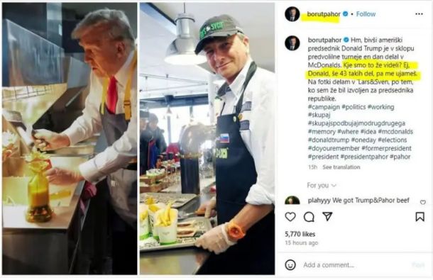 Pahorjevo duhovičenje: Donald je zanj vajenec. Tokrat v McDonaldsu