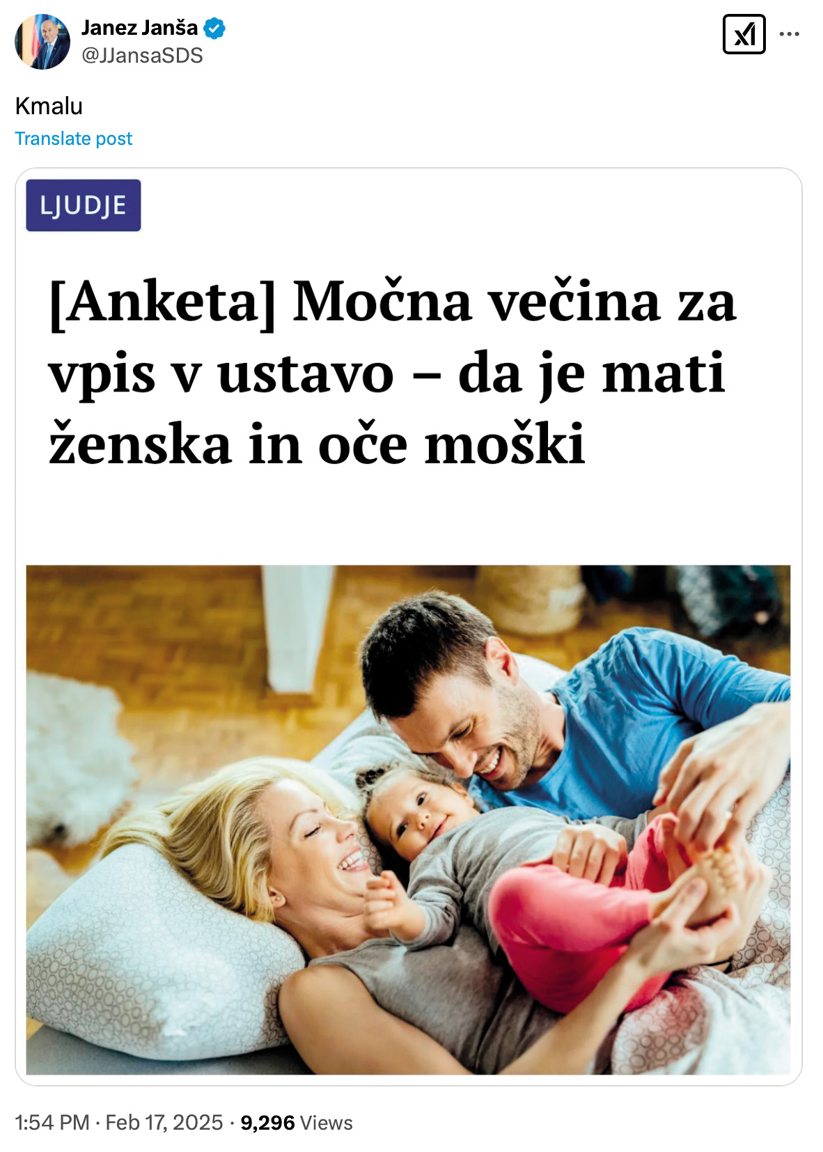 .. in pa »zaščitili spol kot naravno kategorijo – oče je moški in mati je ženska«
