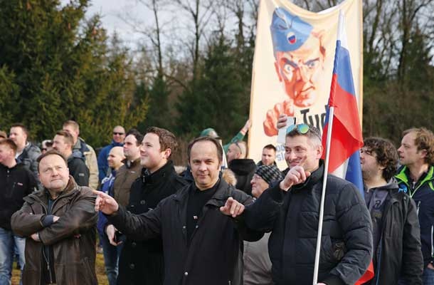 Branko Grims (SDS) na shodu v Šenčurju