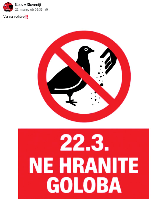 Ena od zadnjih objav na Facebookovi skupini, moderirani iz Makedonije, pod očitno taktirko SDS.