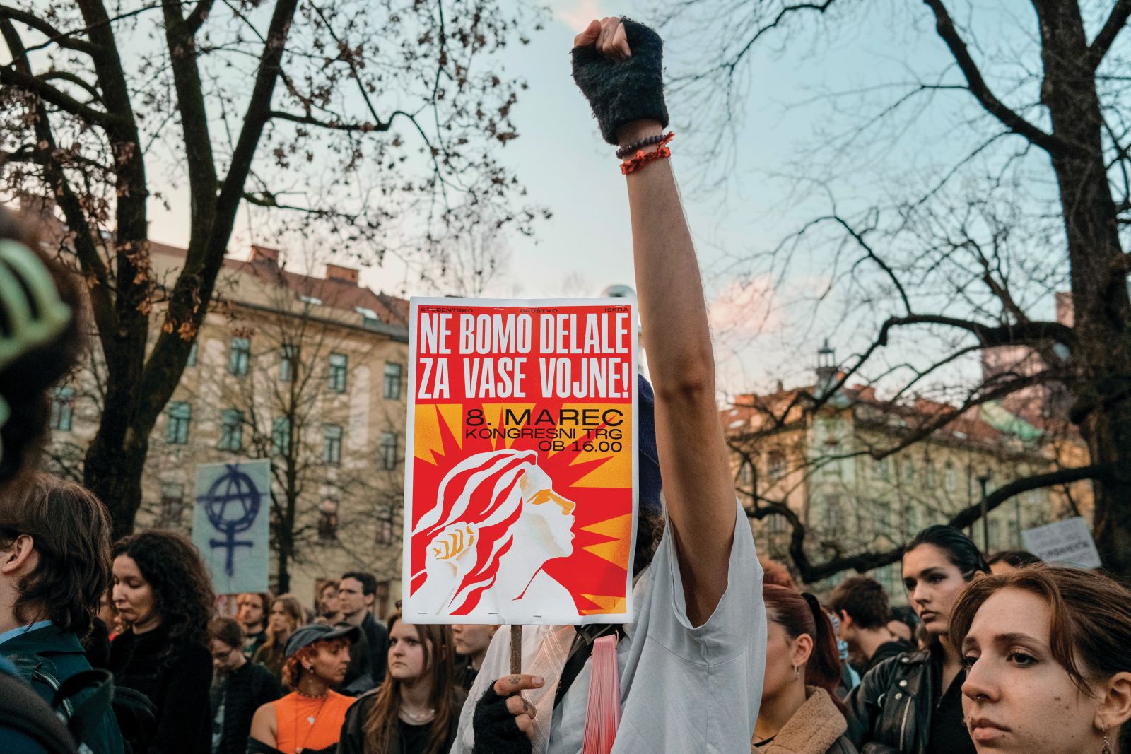 Protest ob mednarodnem dnevu žena, 8. marcu, v Ljubljani v organizaciji Delovnega odbora za feminizem pri društvu Iskra