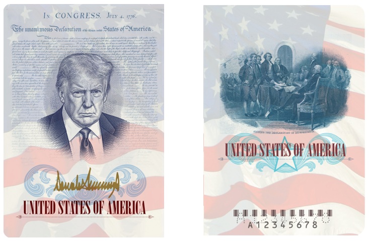 Donald Trump na ameriškem potnem listu