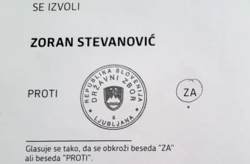 Primer označene glasovnice