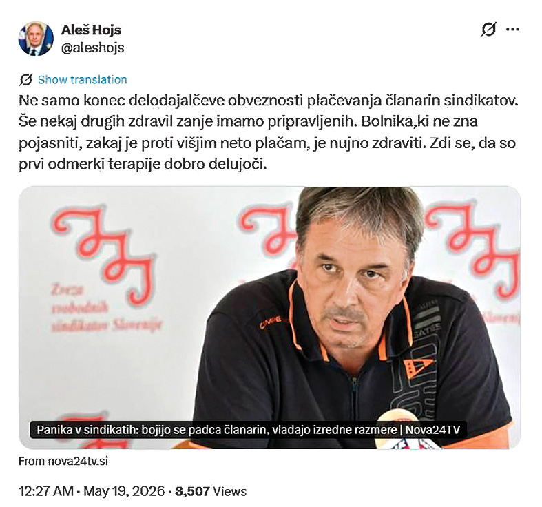 Aleš Hojs pa je napovedal, da je to šele začetek boja s sindikati.