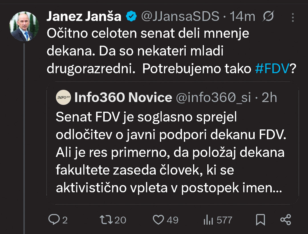 Janez Janša se strinja s Hojsom.
