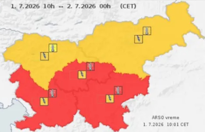 Oranžno opozorilo za vso Slovenijo