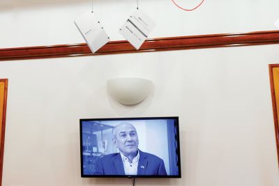 Razstava o Jožetu Pučniku v začasnih prostorih nekdanjega Muzeja slovenske osamosvojitve na Jamovi 25. Del postavitve so bili tudi posnetki pričevanj o »očetu naroda«.