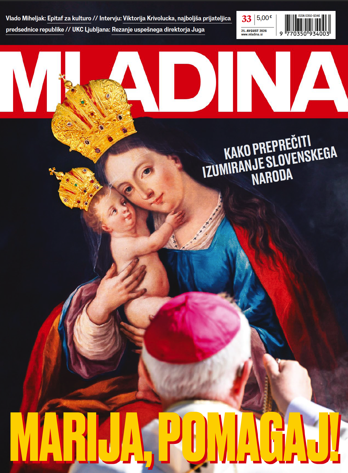 Naslovnica nove Mladine / MARIJA, POMAGAJ!