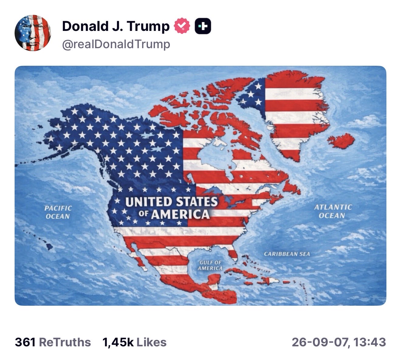 Združene države Amerike (ZDA) v glavi ameriškega predsednika Donalda Trumpa