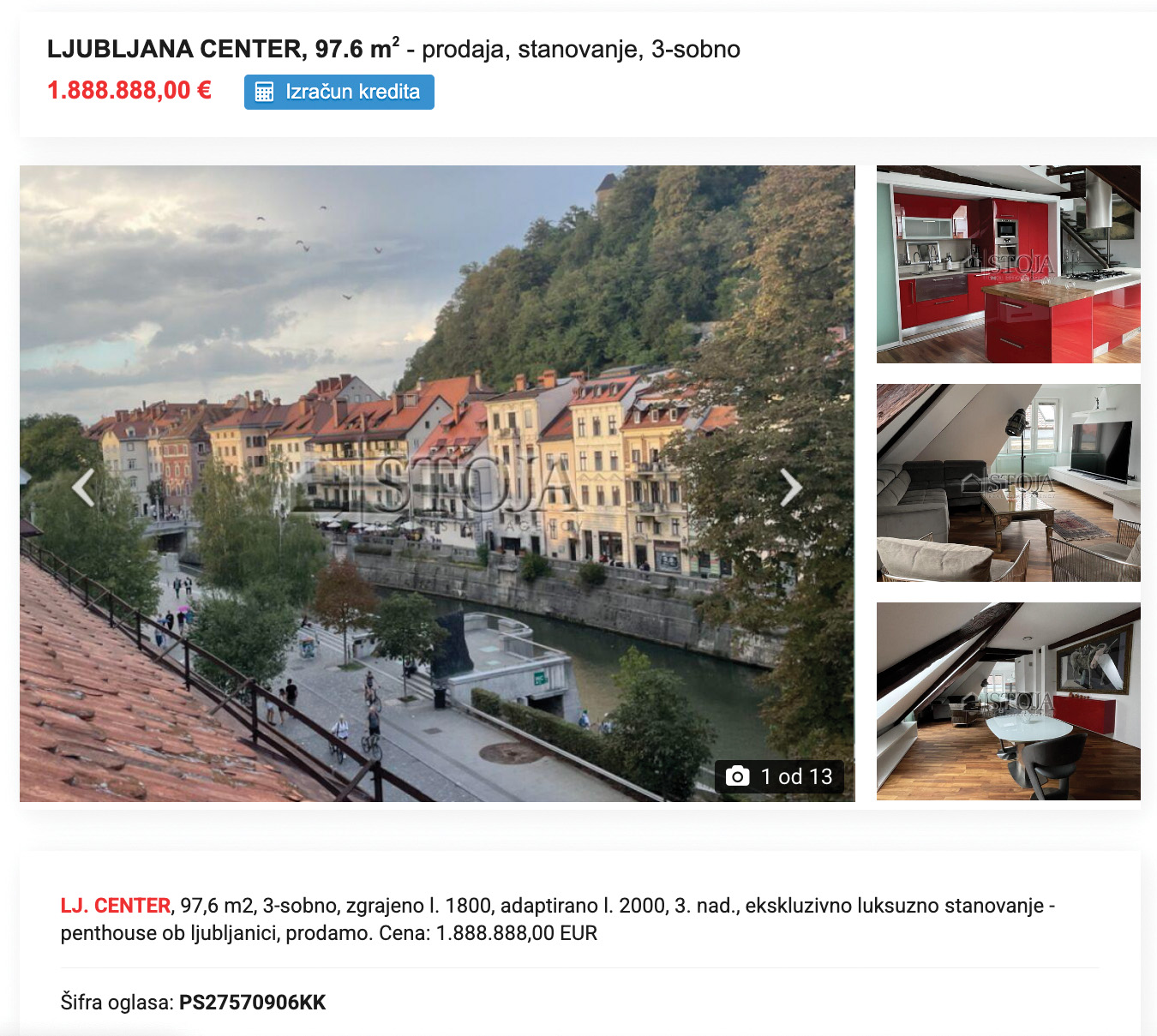 Najdražji kvadratni meter v Ljubljani