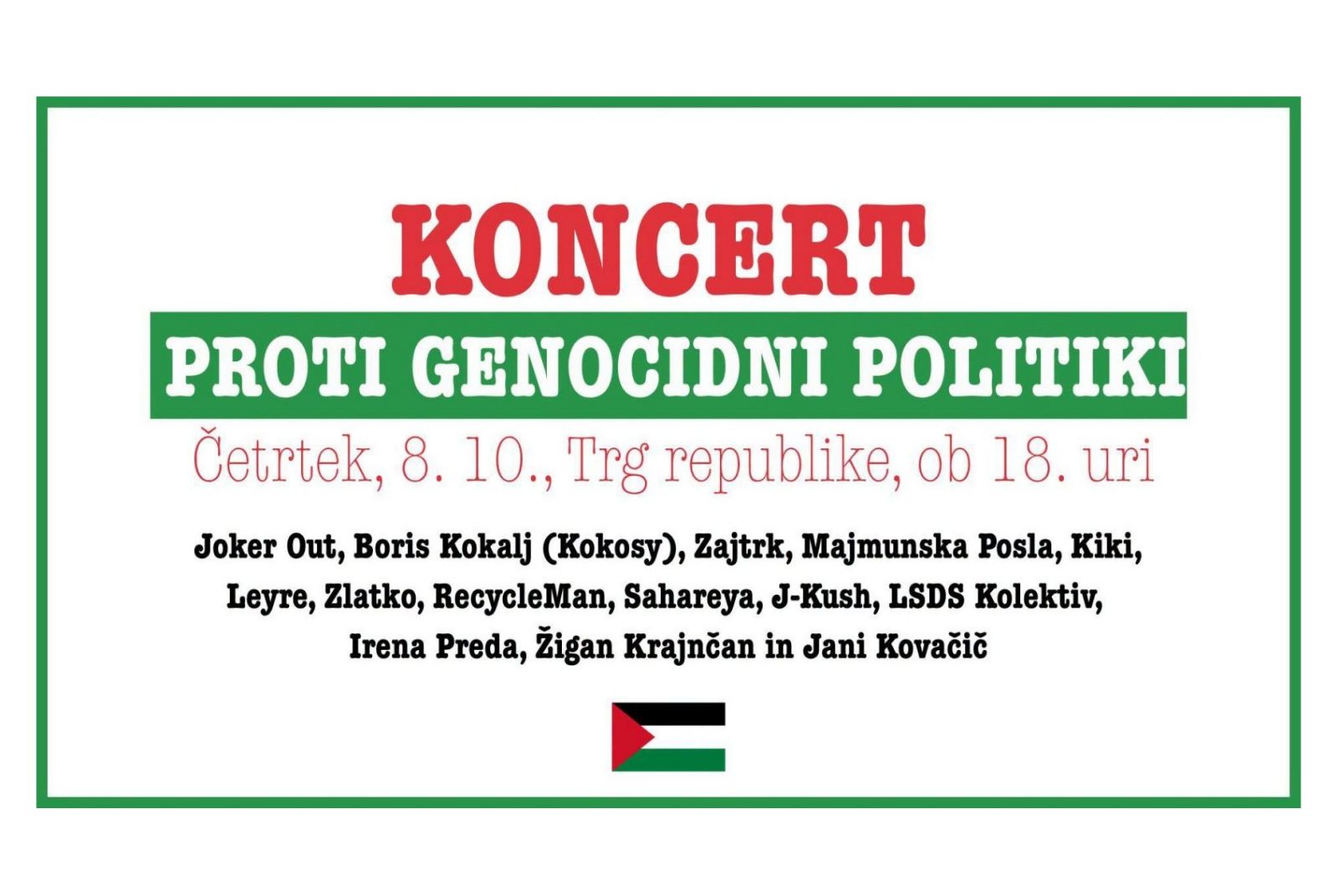 Danes v Ljubljani koncert za Palestino