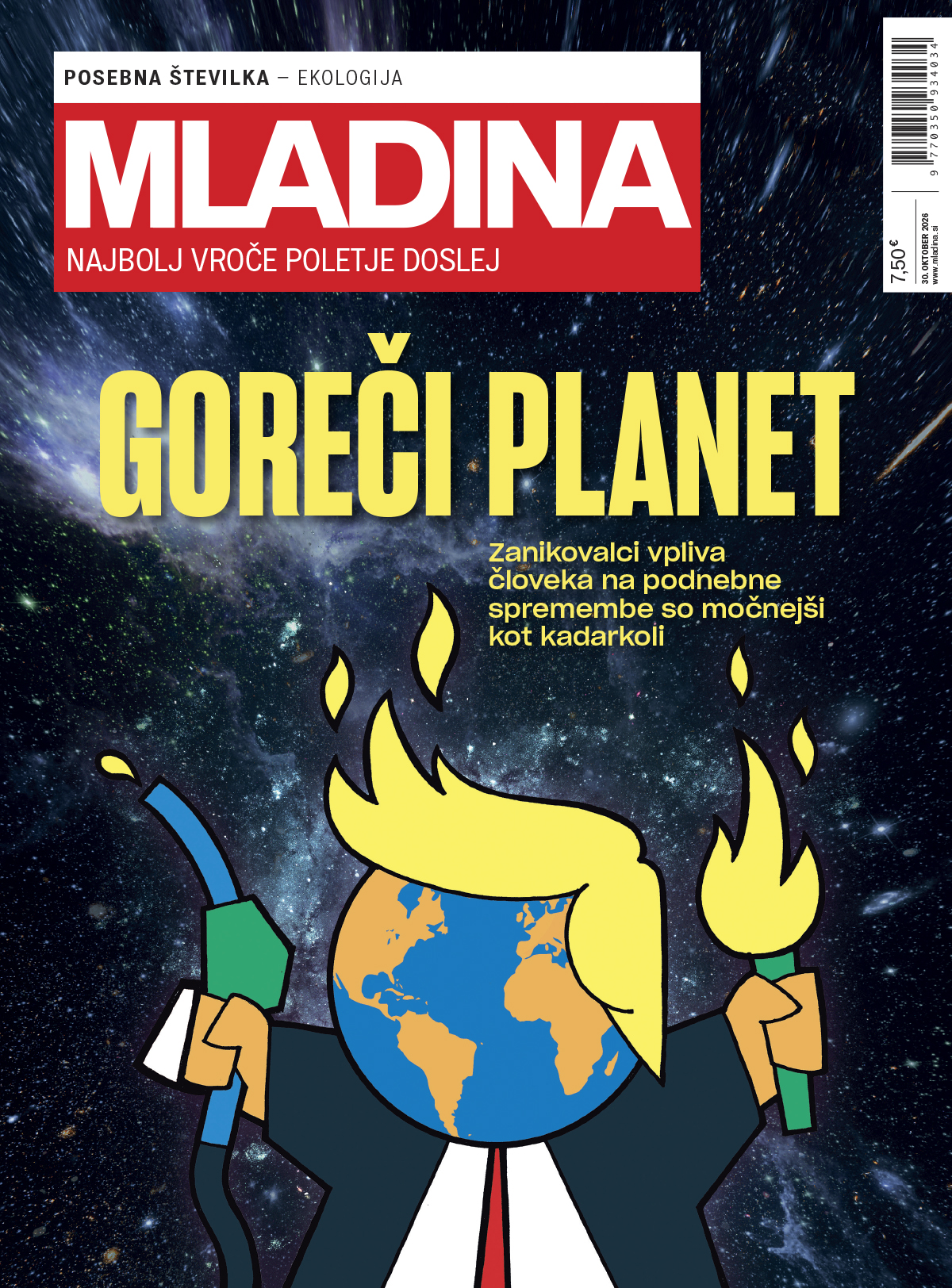 Naslovnica nove posebne številke Mladine GOREČI PLANET