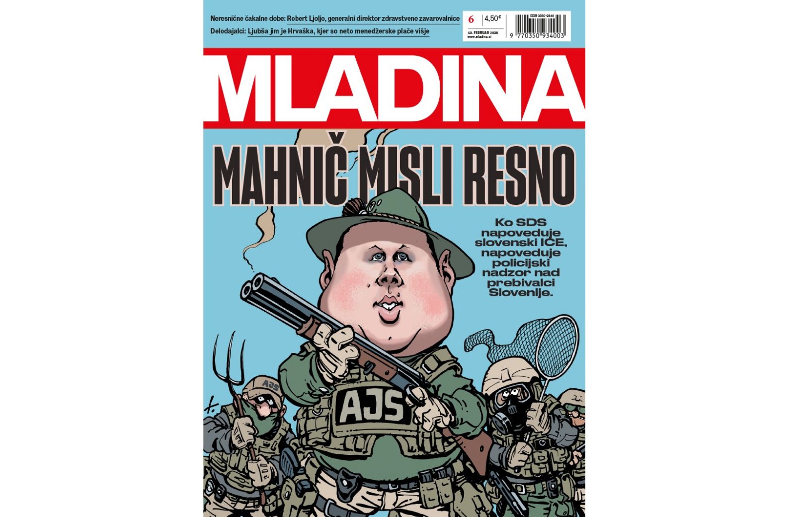 Naslovnica nove Mladine / MAHNIČ MISLI RESNO