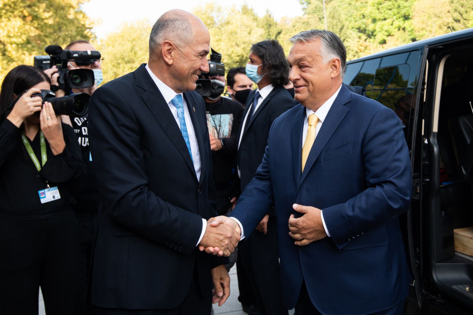 Predsednik SDS Janez Janša in madžarski premier Viktor Orban