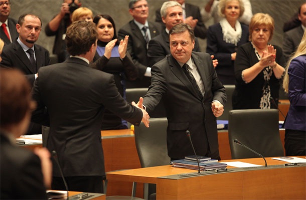 Gregor Virant in Zoran Janković po izglasovanju Viranta za predsednika parlamenta