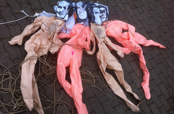 Lutke, ki so jih neznanci obesili dan pred napovedano 5. Mariborsko vstajo.