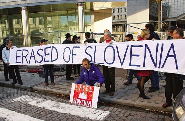 Izbrisani Slovenije v Bruslju.