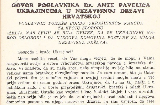 Iz zbirke govorov Ante Pavelića Poglavnik.