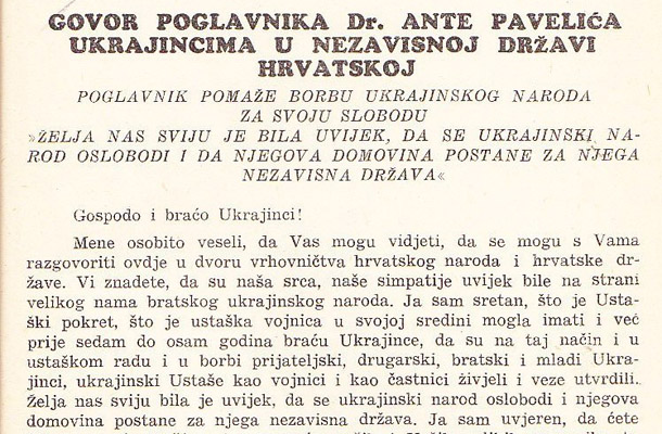 Iz zbirke govorov Ante Pavelića Poglavnik. 