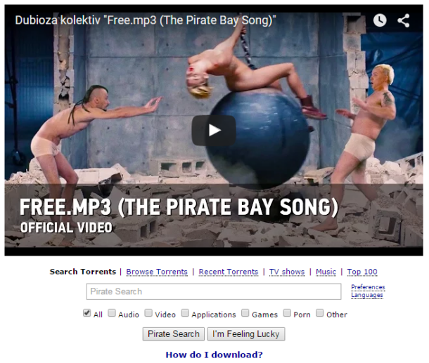 The Pirate Bay (naslovna stran) 