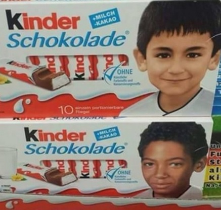 Čokolade Kinder z obrazi otrok. Je res pomembno kakšne barve so?