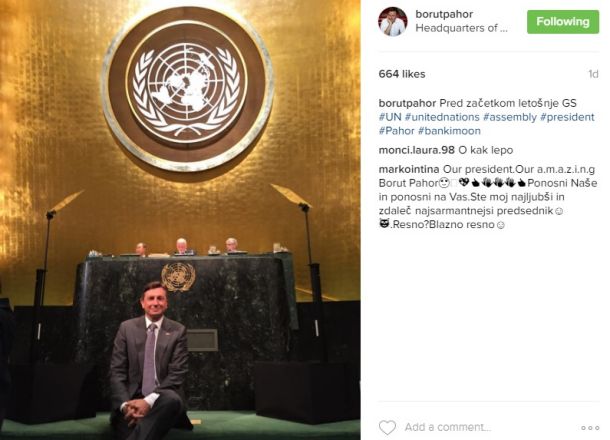 Fotografija, ki jo je pred začetkom govora na svojem profilu na Instagramu objavil predsednik republike Borut Pahor