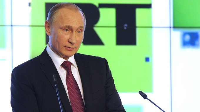Govor ruskega predsednika Vladimirja Putina lani ob 10. obletnici televizije Russia Today (RT)