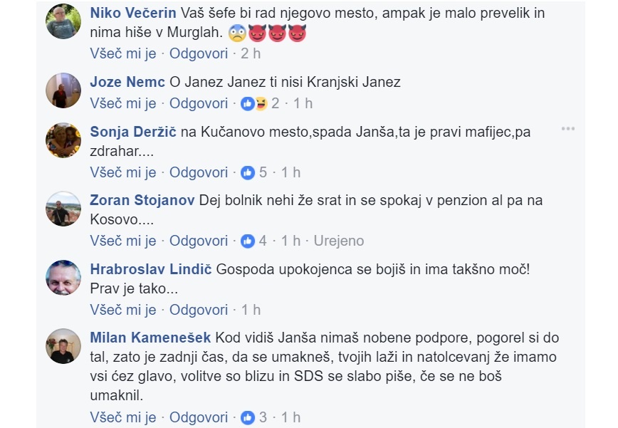 Komentarji pod Janševo objavo o Kučanu