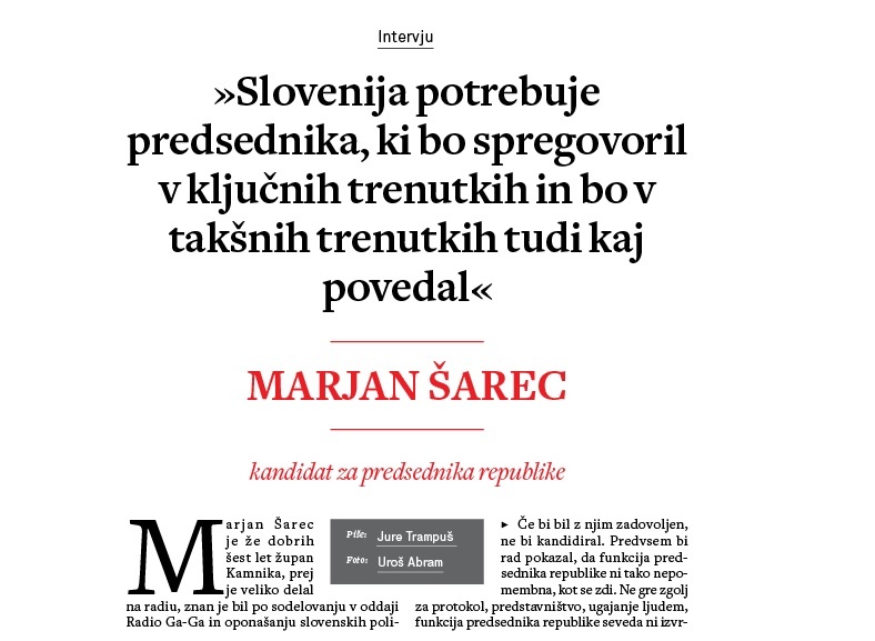 V petek si boste lahko v Mladini z Marjanom Šarcem prebrali veliki intervju